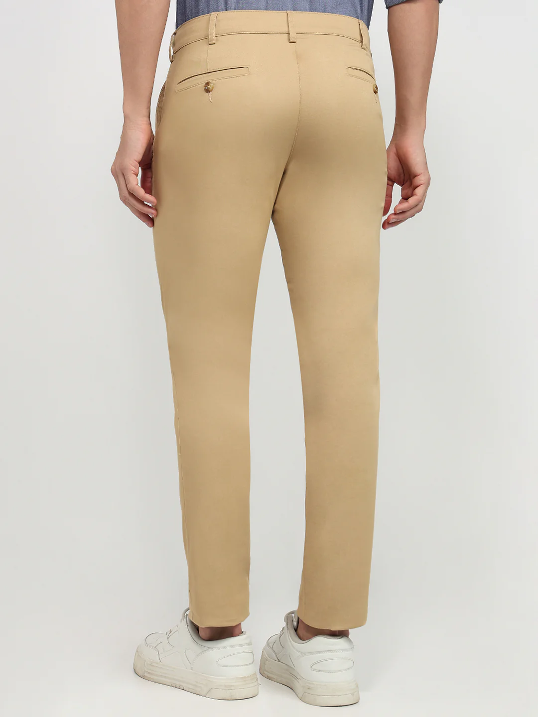 Colorplus Men Khaki Twill Tapered Fit Cotton Blend Trouser - Image 4