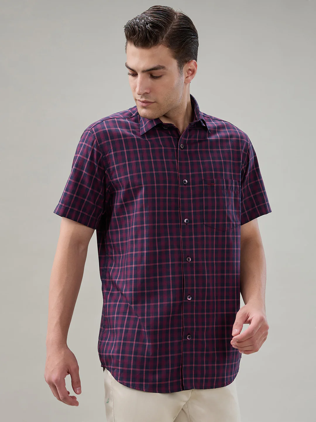 Colorplus Men Maroon Checks Regular Fit Cotton Shirt - Image 2