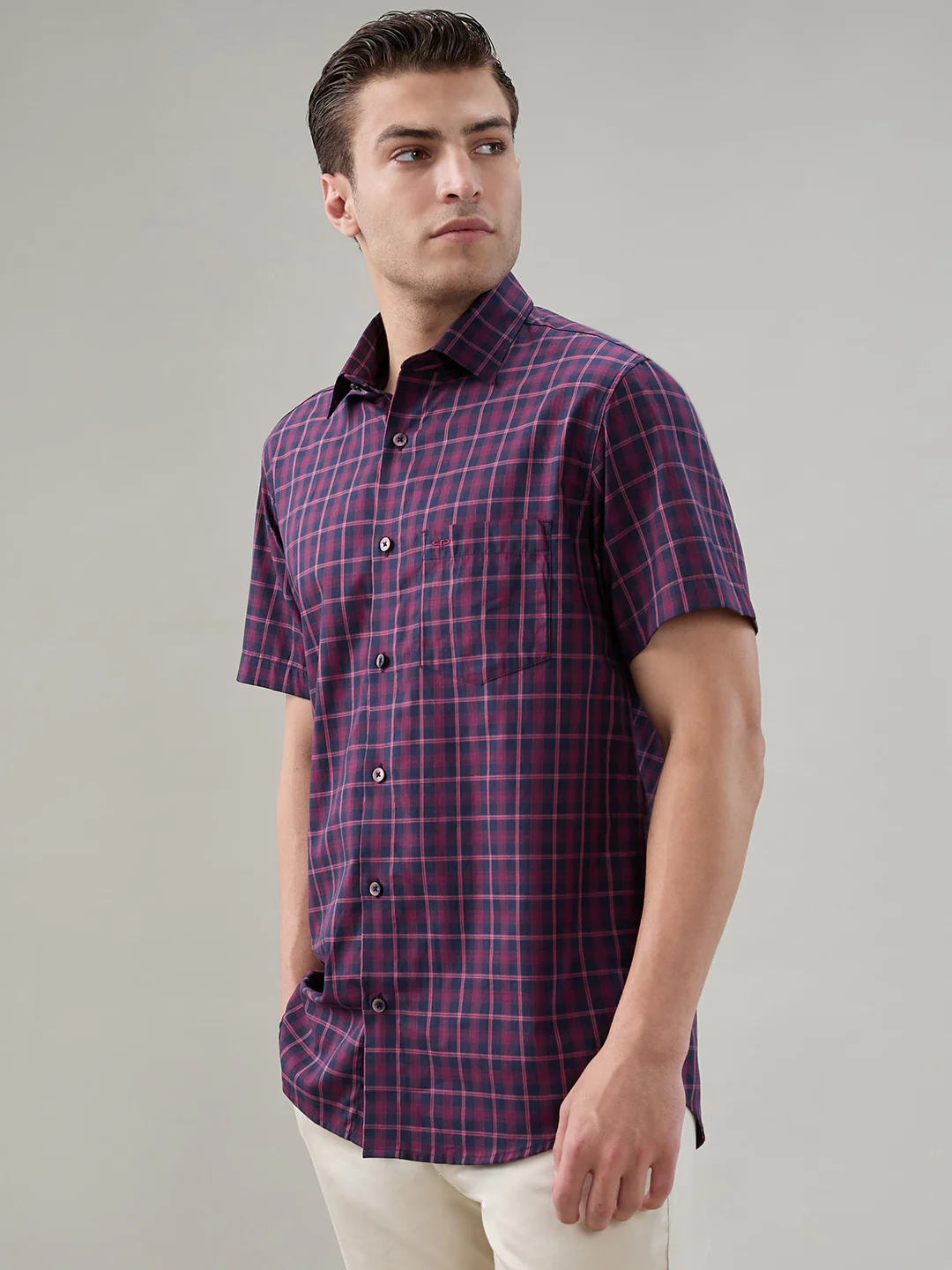 Colorplus Men Maroon Checks Regular Fit Cotton Shirt - Image 3