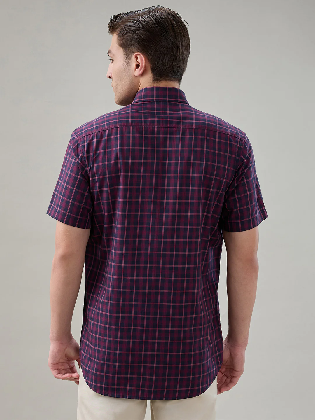 Colorplus Men Maroon Checks Regular Fit Cotton Shirt - Image 4