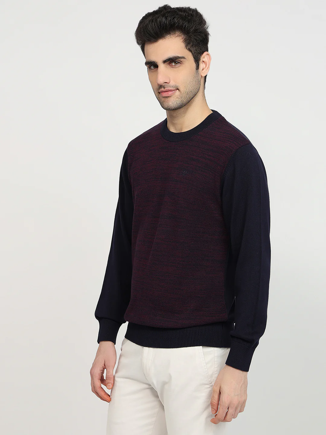 Colorplus Men Maroon Jacquard Regular Fit Cotton Sweatshirt - Image 2