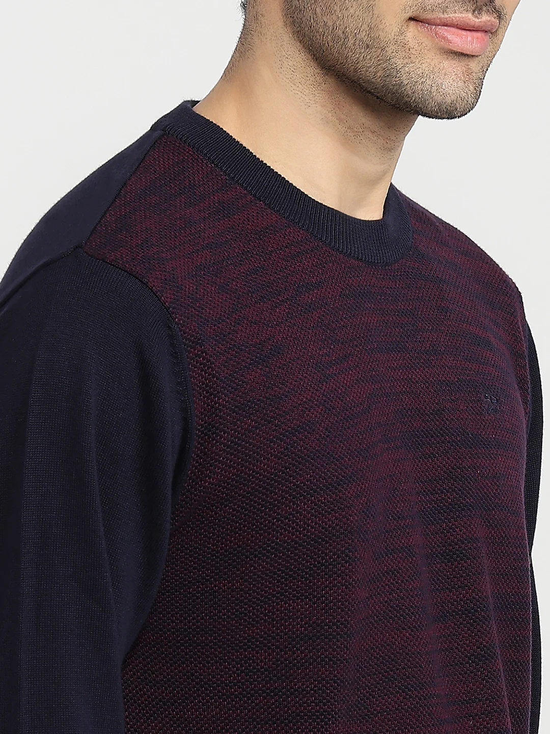 Colorplus Men Maroon Jacquard Regular Fit Cotton Sweatshirt - Image 6