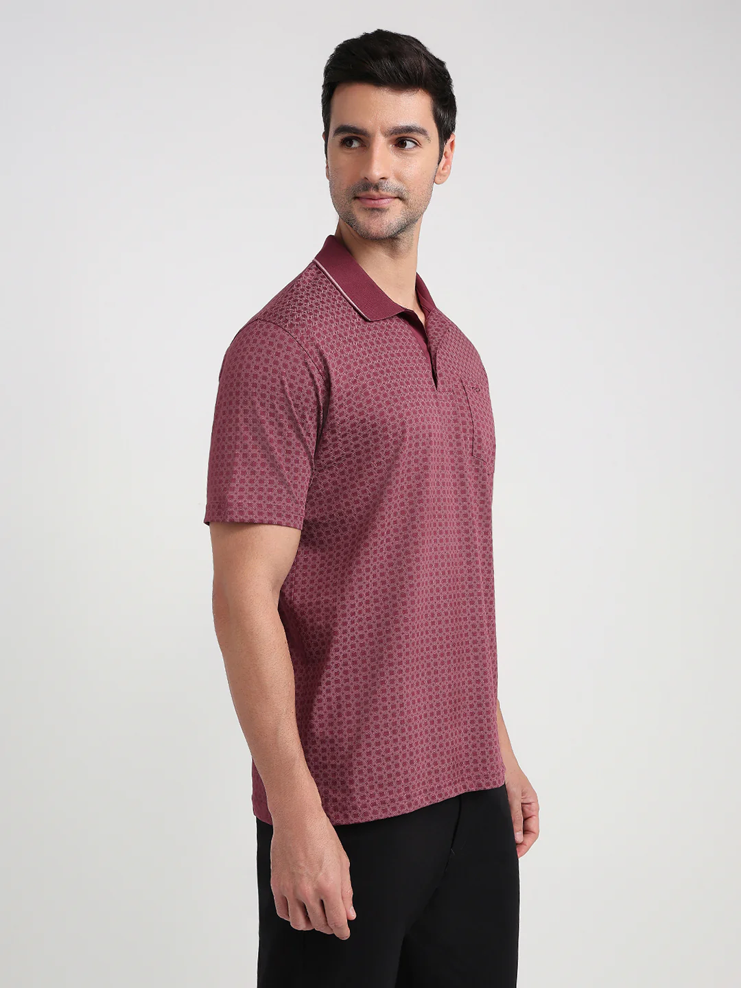 Colorplus Men Maroon Printed Comfort Fit Cotton Half Sleeve T-Shirt - Image 3