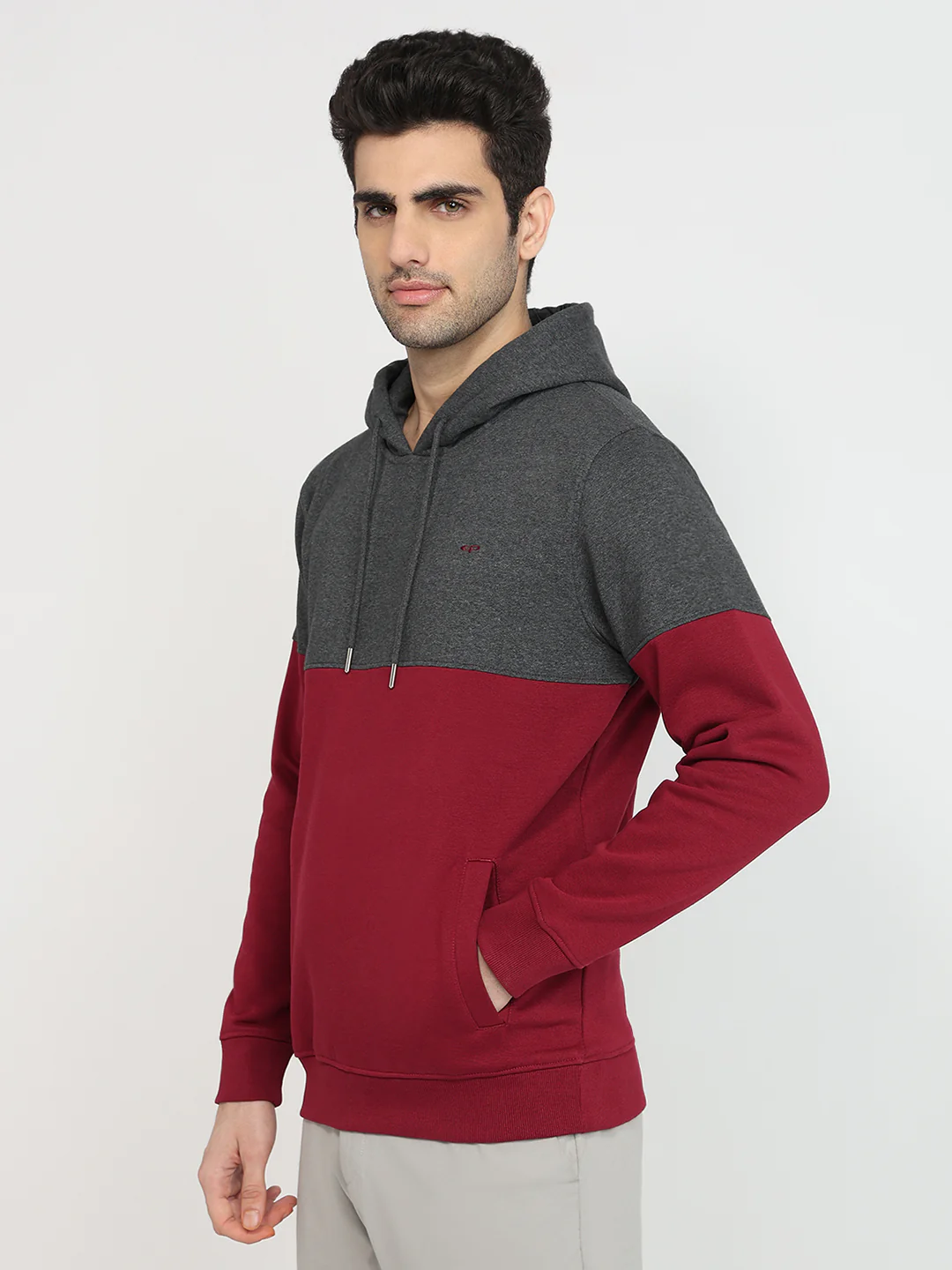 Colorplus Men Maroon Solid Regular Fit Cotton Blend Sweatshirt - Image 2