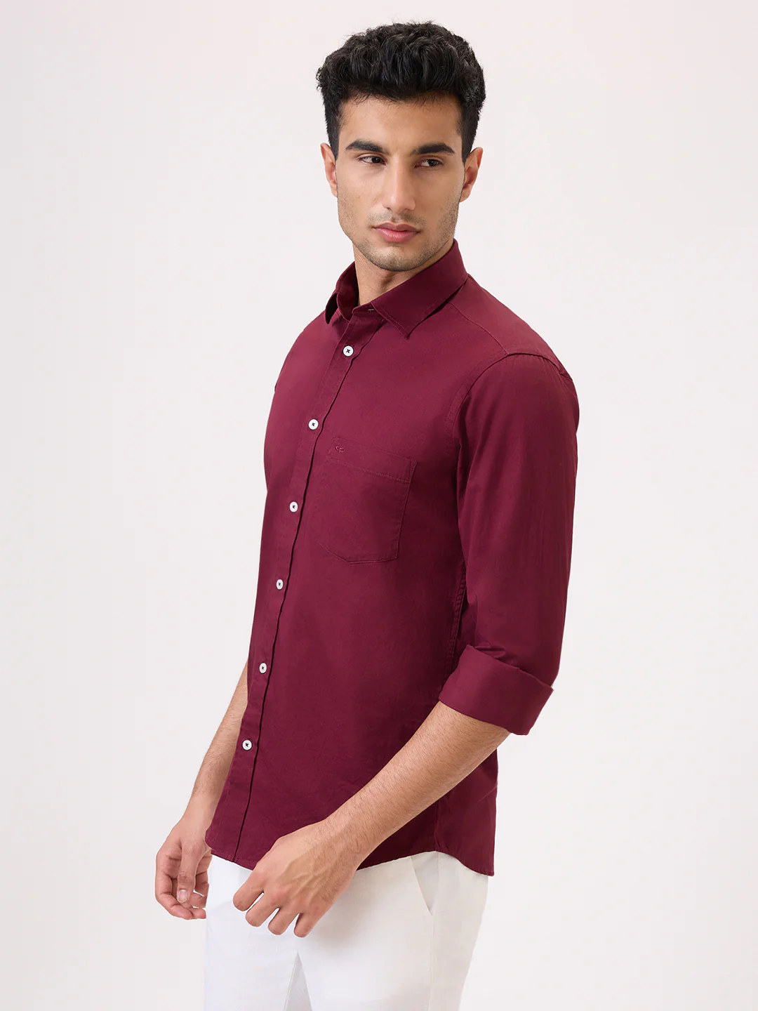 Colorplus Men Maroon Solid Regular Fit Cotton Casual Shirt - Image 3
