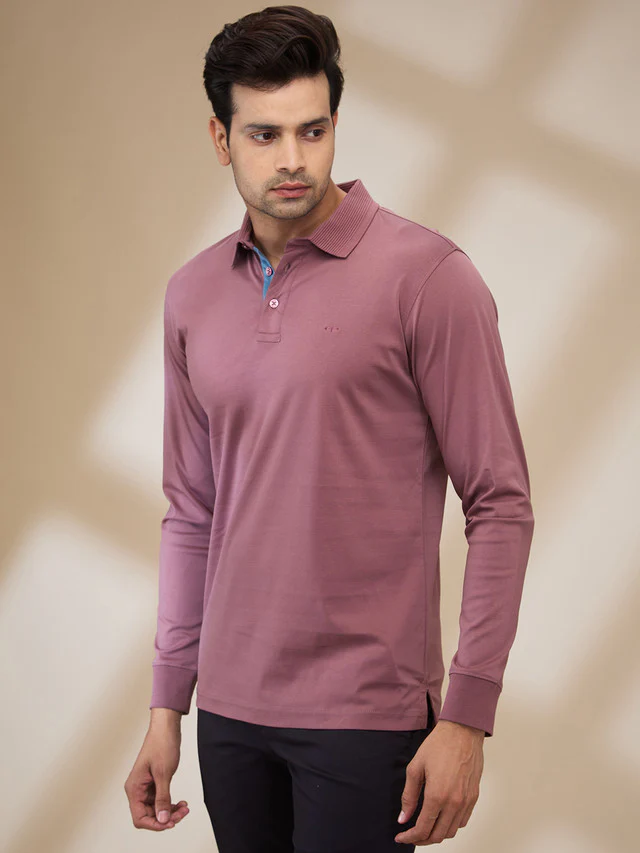 Colorplus Men Maroon Regular Fit Solid Polo Neck Collar T-Shirt - Image 3