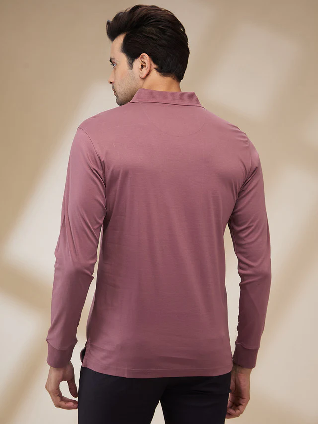 Colorplus Men Maroon Regular Fit Solid Polo Neck Collar T-Shirt - Image 5