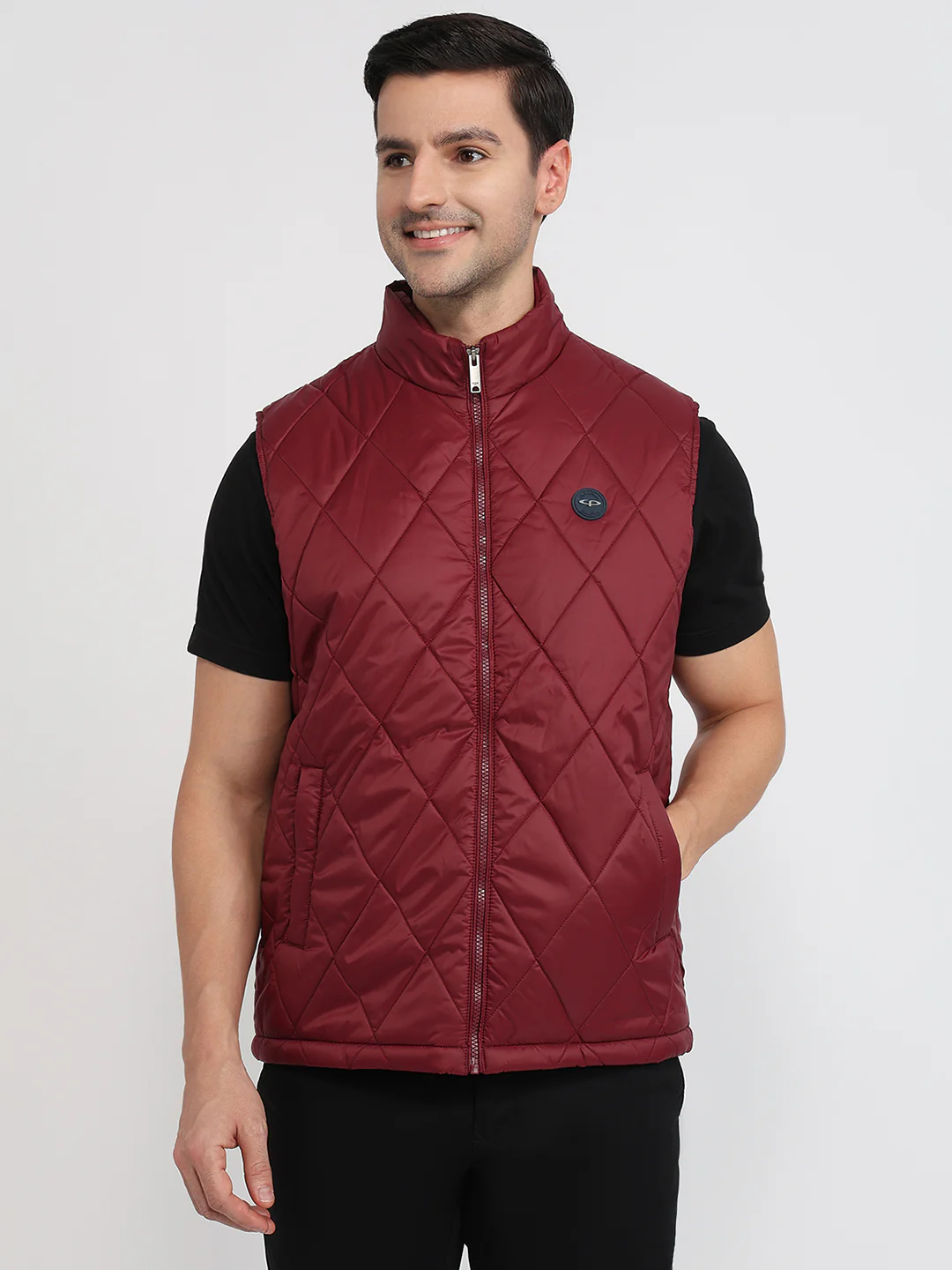 Colorplus Men Maroon Solid Regular Fit Polyester Jacket