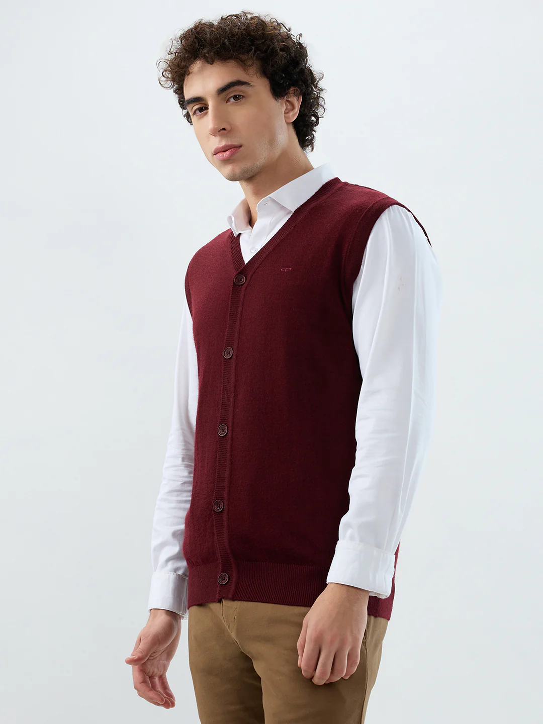 Colorplus Men Maroon Solid Regular Fit Wool Blend Sweatshirt - Image 3