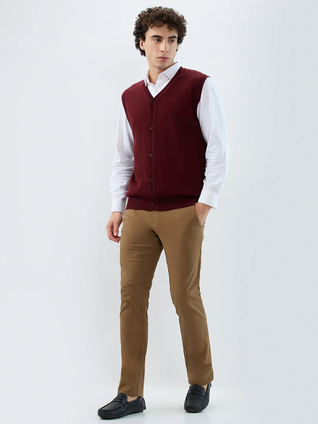 Colorplus Men Maroon Solid Regular Fit Wool Blend Sweatshirt - Image 5