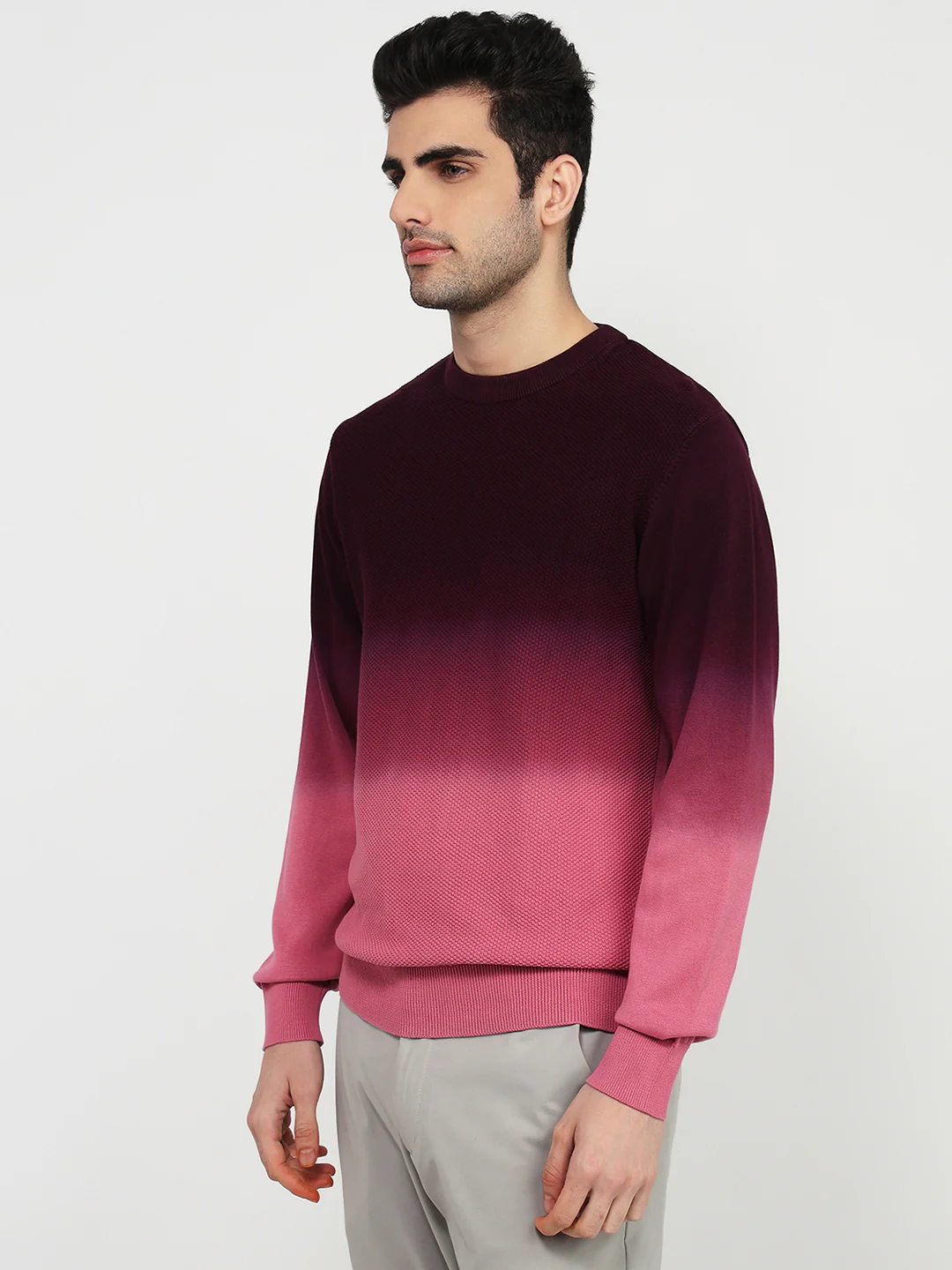 Colorplus Men Marron Jacquard Regular Fit Cotton Sweatshirt - Image 2