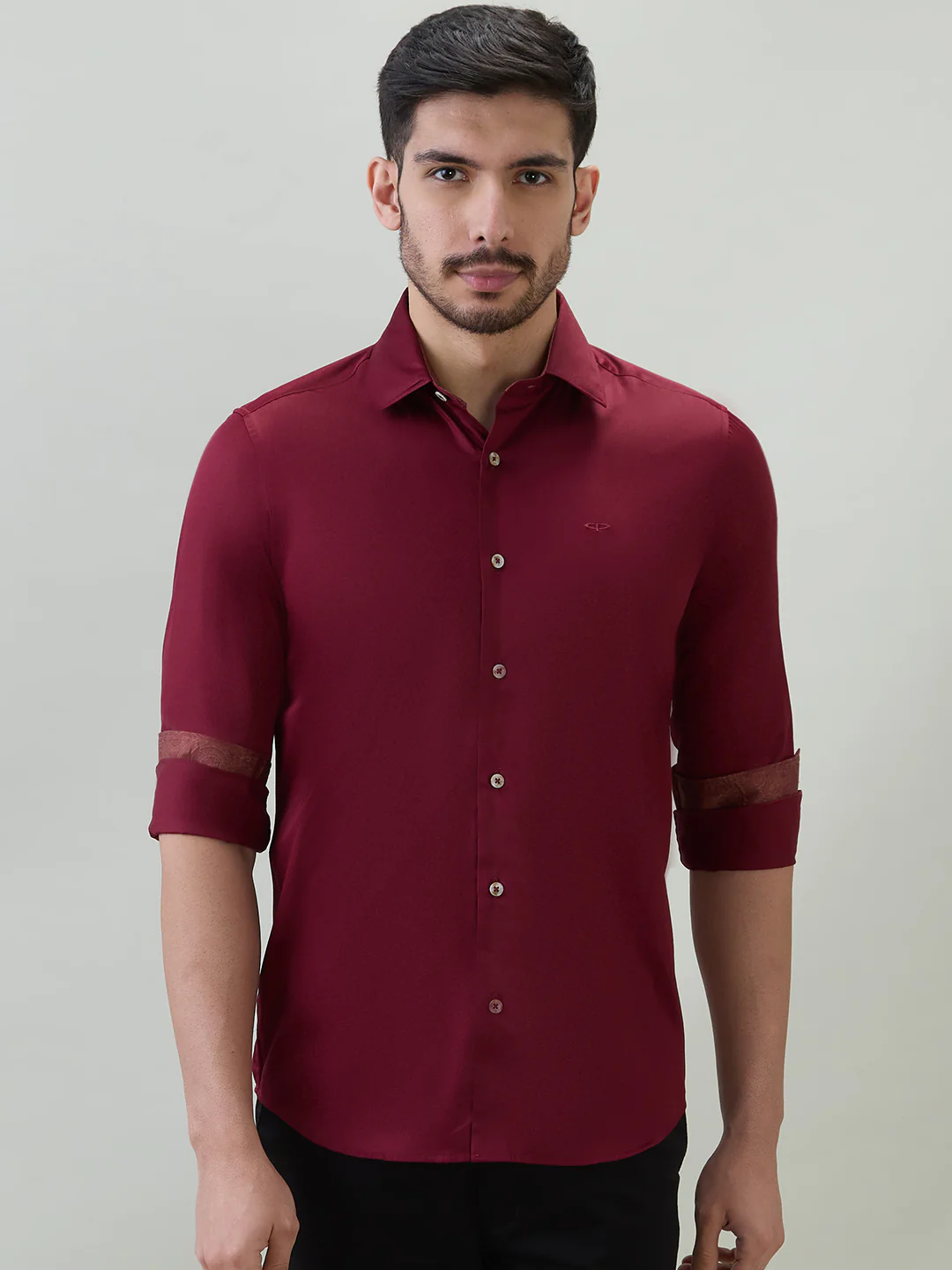 Colorplus Men Marron Solid Regular Fit Cotton Casual Shirt