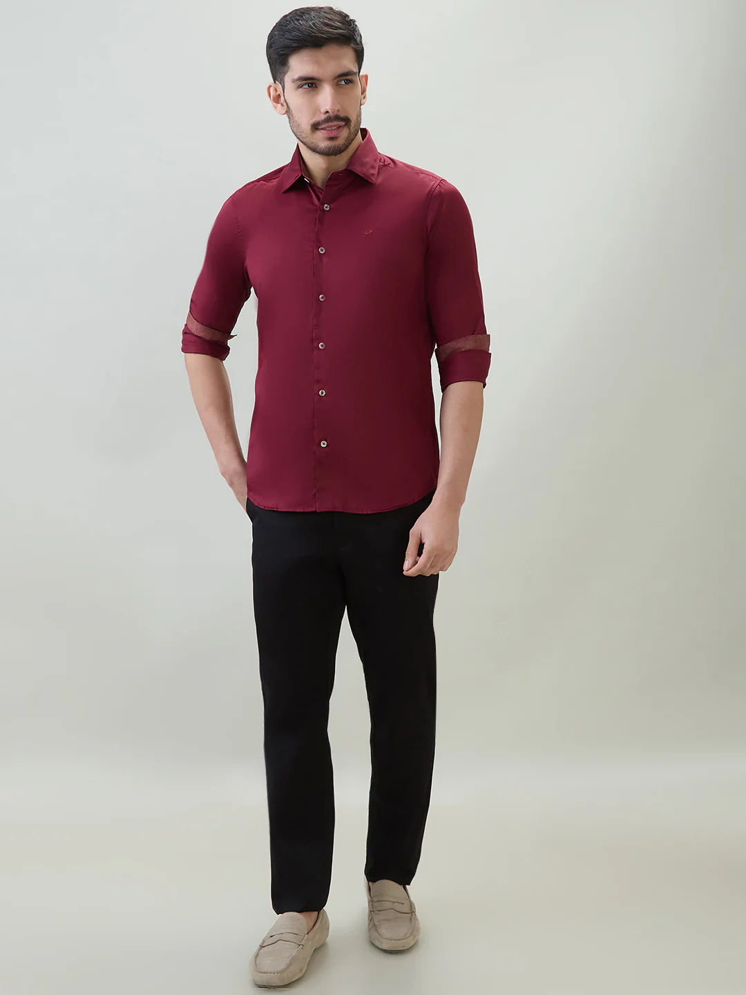 Colorplus Men Marron Solid Regular Fit Cotton Casual Shirt - Image 5