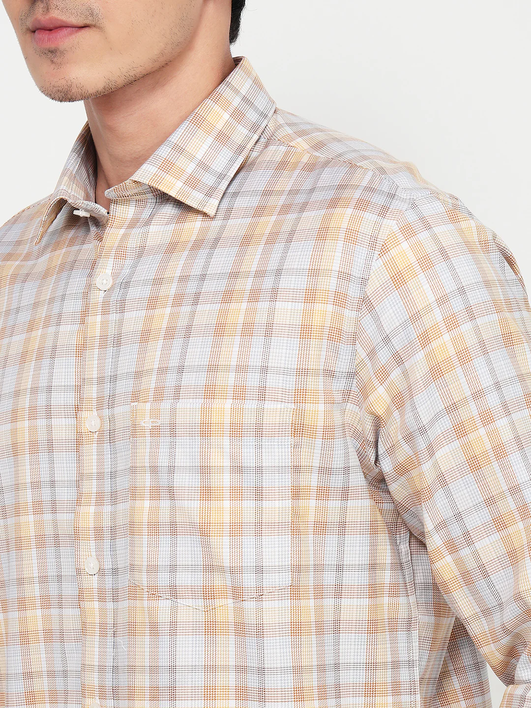 Colorplus Men Orange Checks Regular Fit Cotton Casual Shirt - Image 6
