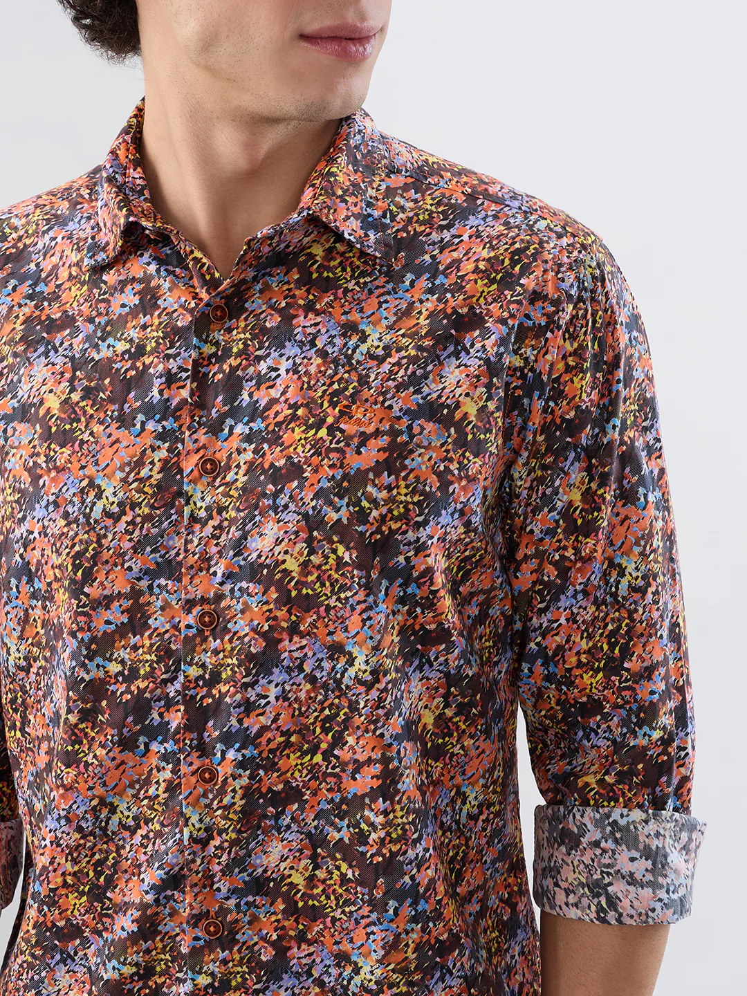 Colorplus Men Orange Print Regular Fit Cotton Shirt - Image 6