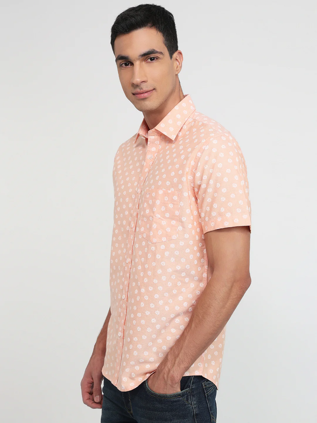Colorplus Men Orange Print Regular Fit Cotton Shirt - Image 2