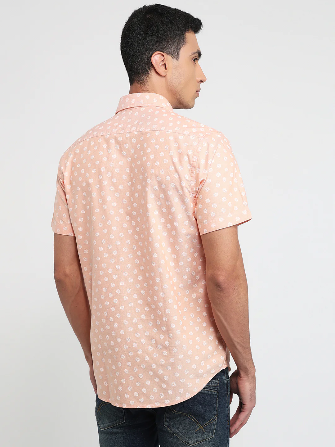 Colorplus Men Orange Print Regular Fit Cotton Shirt - Image 5
