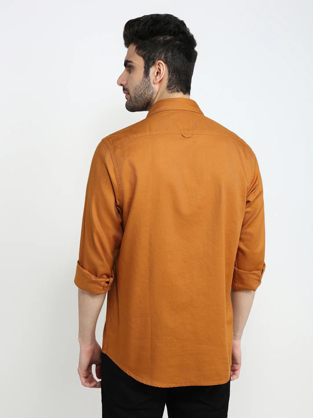 Colorplus Men Orange Solid Regular Fit Cotton Full Sleeve Casual Shirt - Image 4