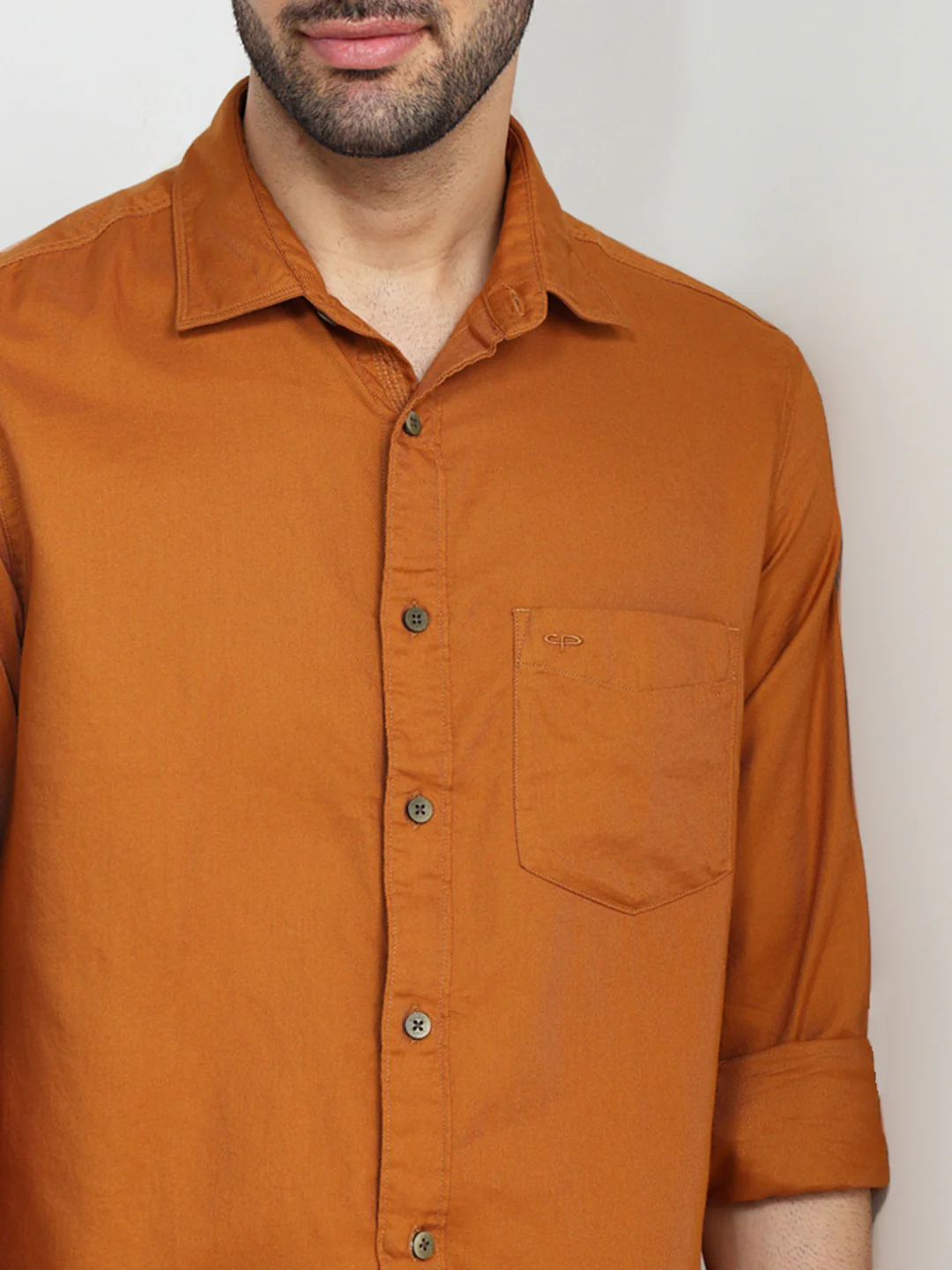 Colorplus Men Orange Solid Regular Fit Cotton Full Sleeve Casual Shirt - Image 6