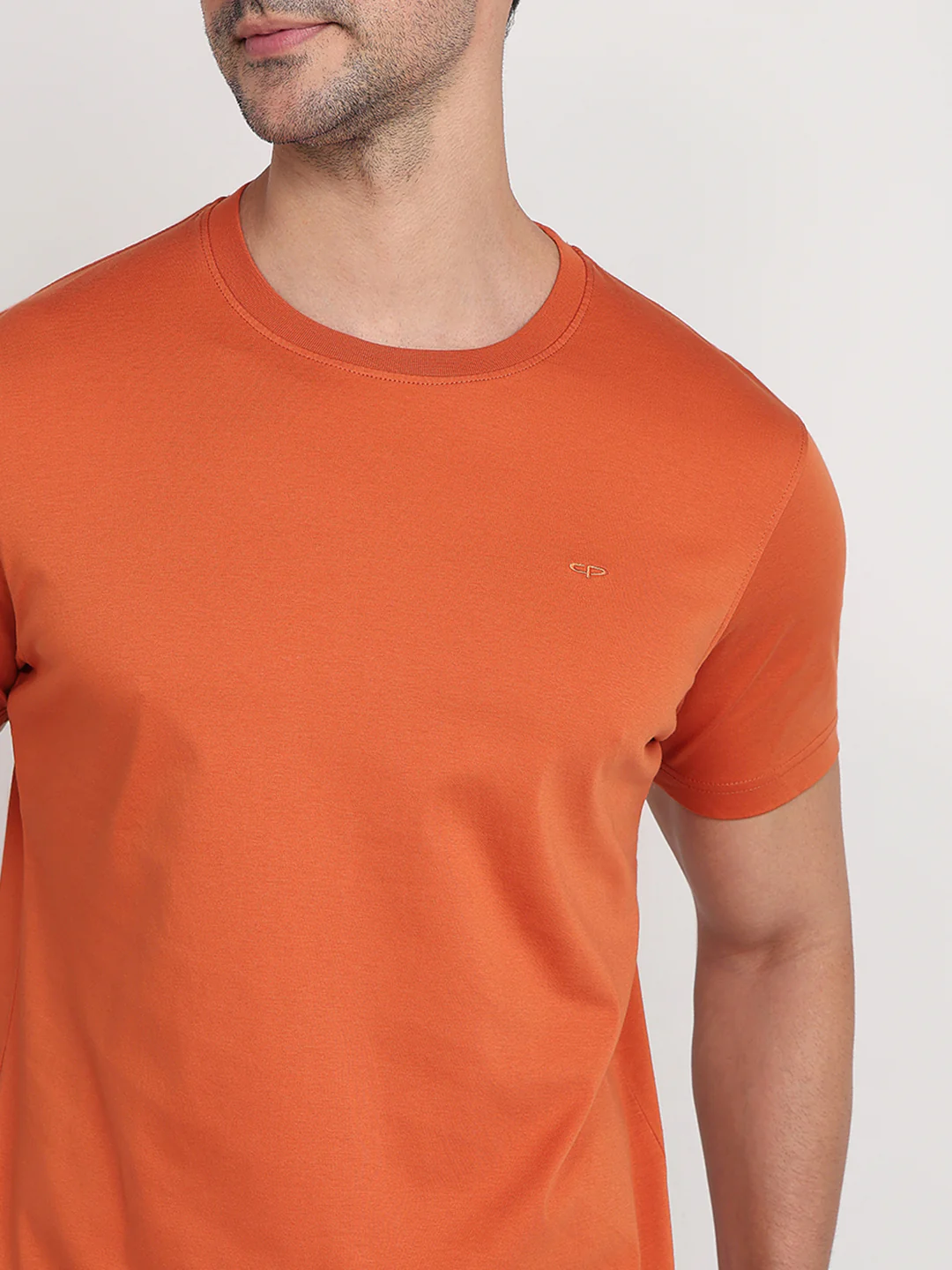 Colorplus Men Orange Solid Regular Fit Cotton Half Sleeve Round Neck Collar T-Shirt - Image 6