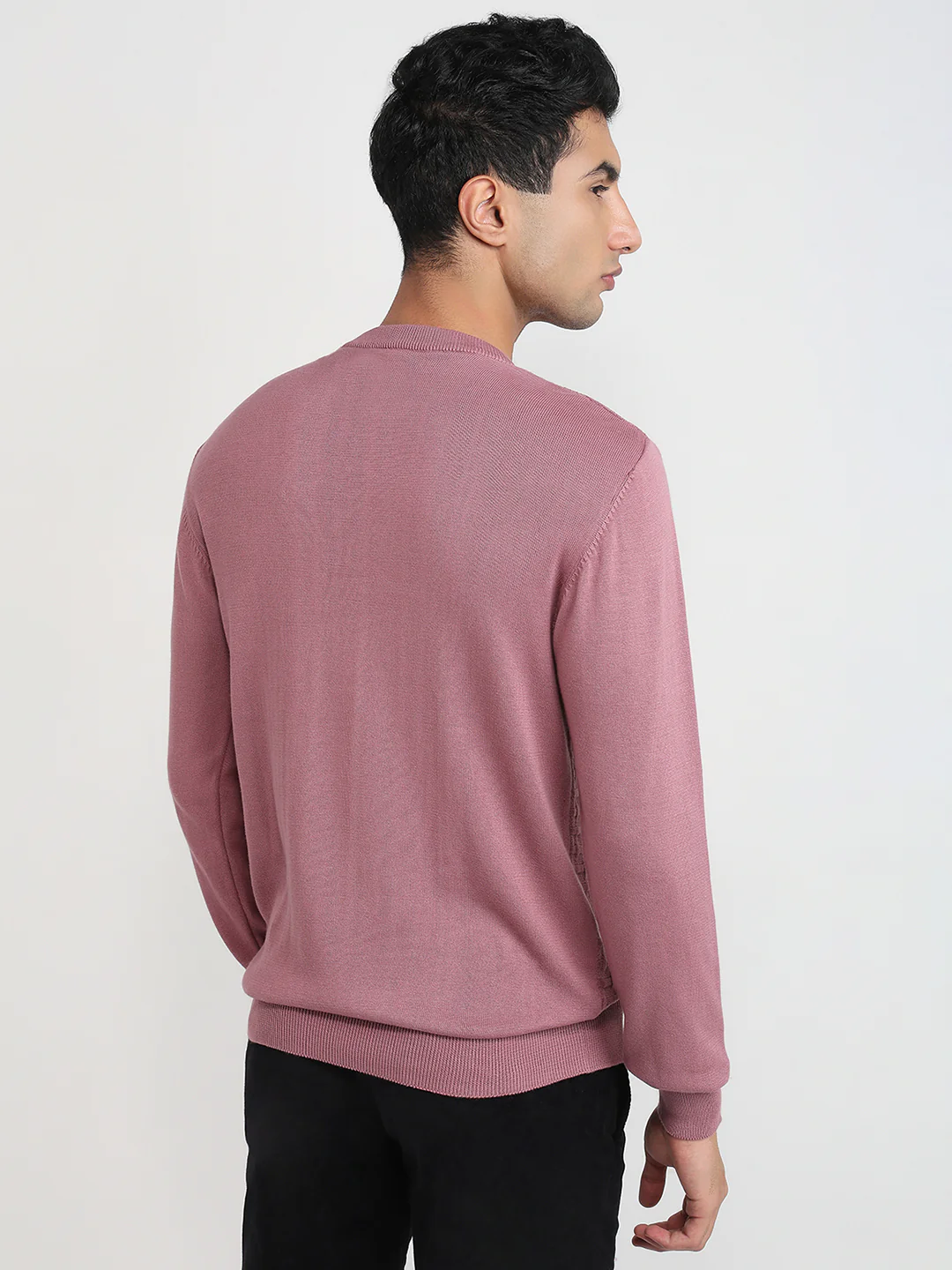 Colorplus Men Pink Jacquard Regular Fit Cotton Sweatshirt - Image 4