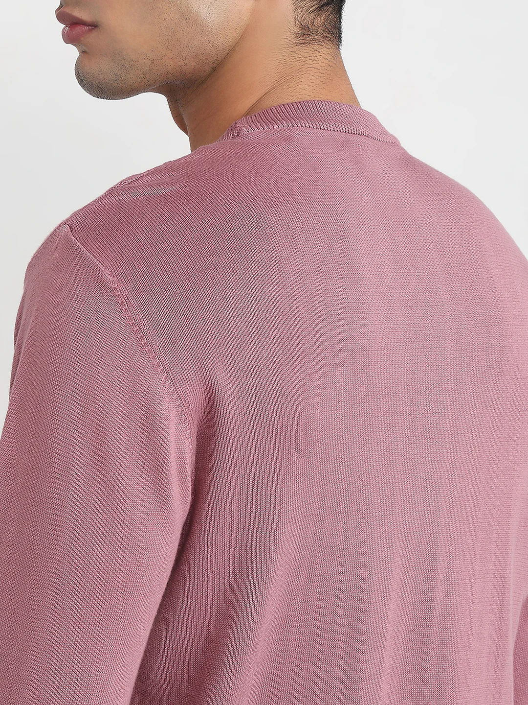Colorplus Men Pink Jacquard Regular Fit Cotton Sweatshirt - Image 7