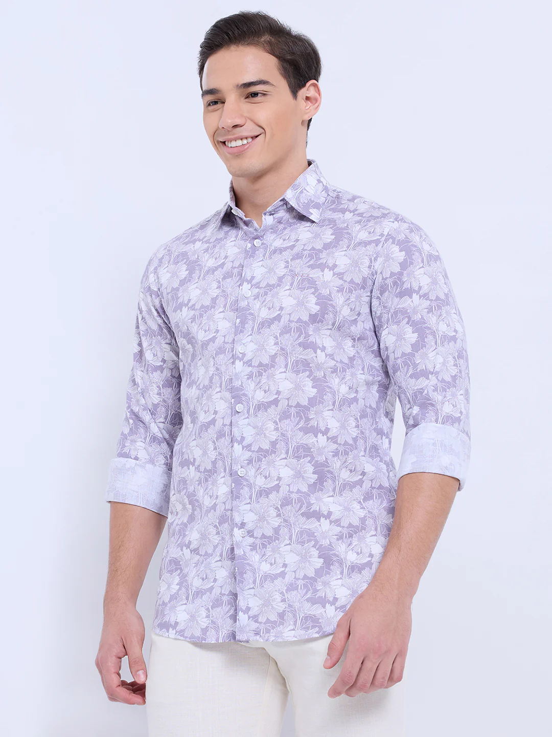 Colorplus Men Purple Print Regular Fit Cotton Casual Shirt - Image 3