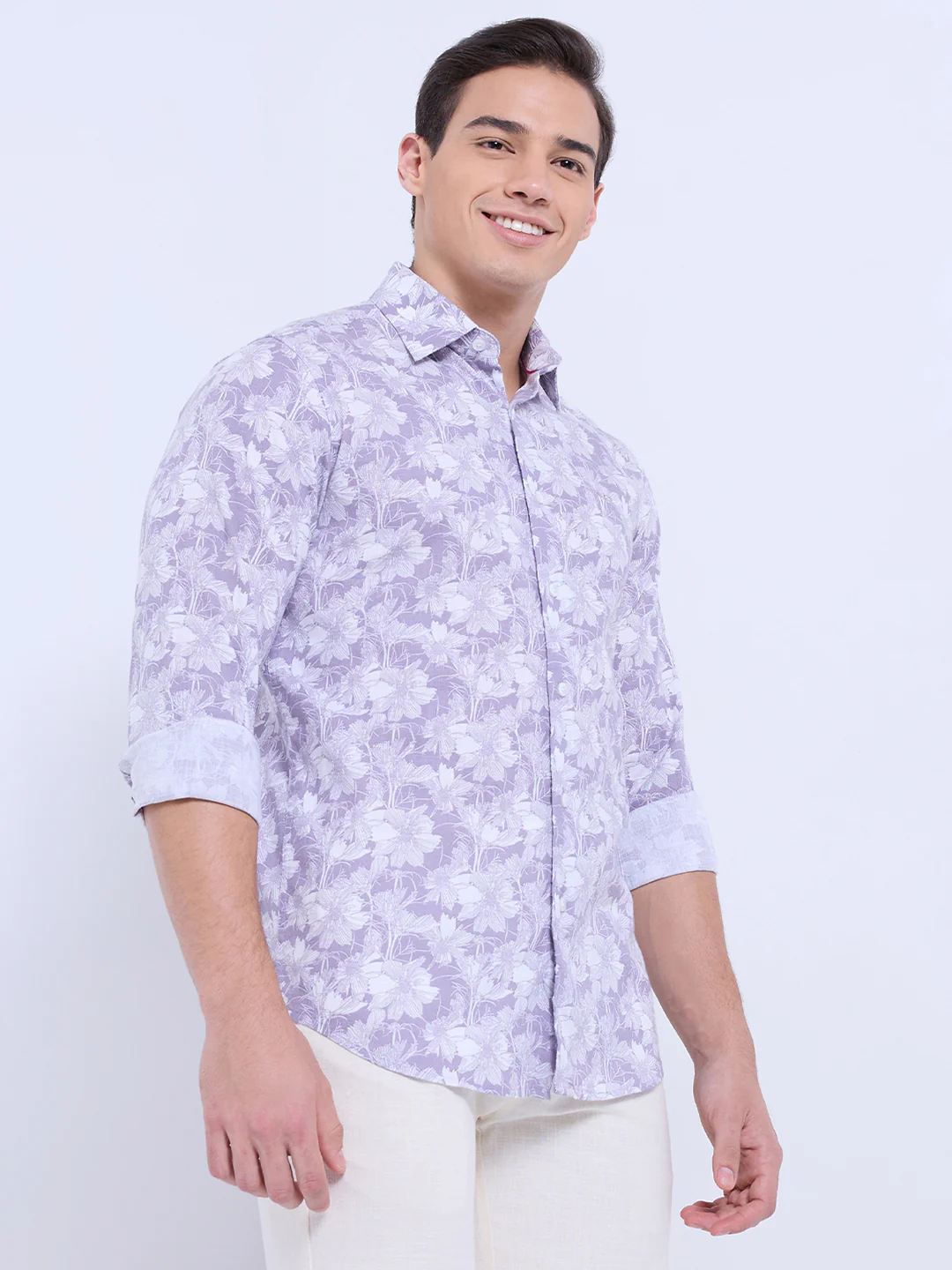 Colorplus Men Purple Print Regular Fit Cotton Casual Shirt - Image 4