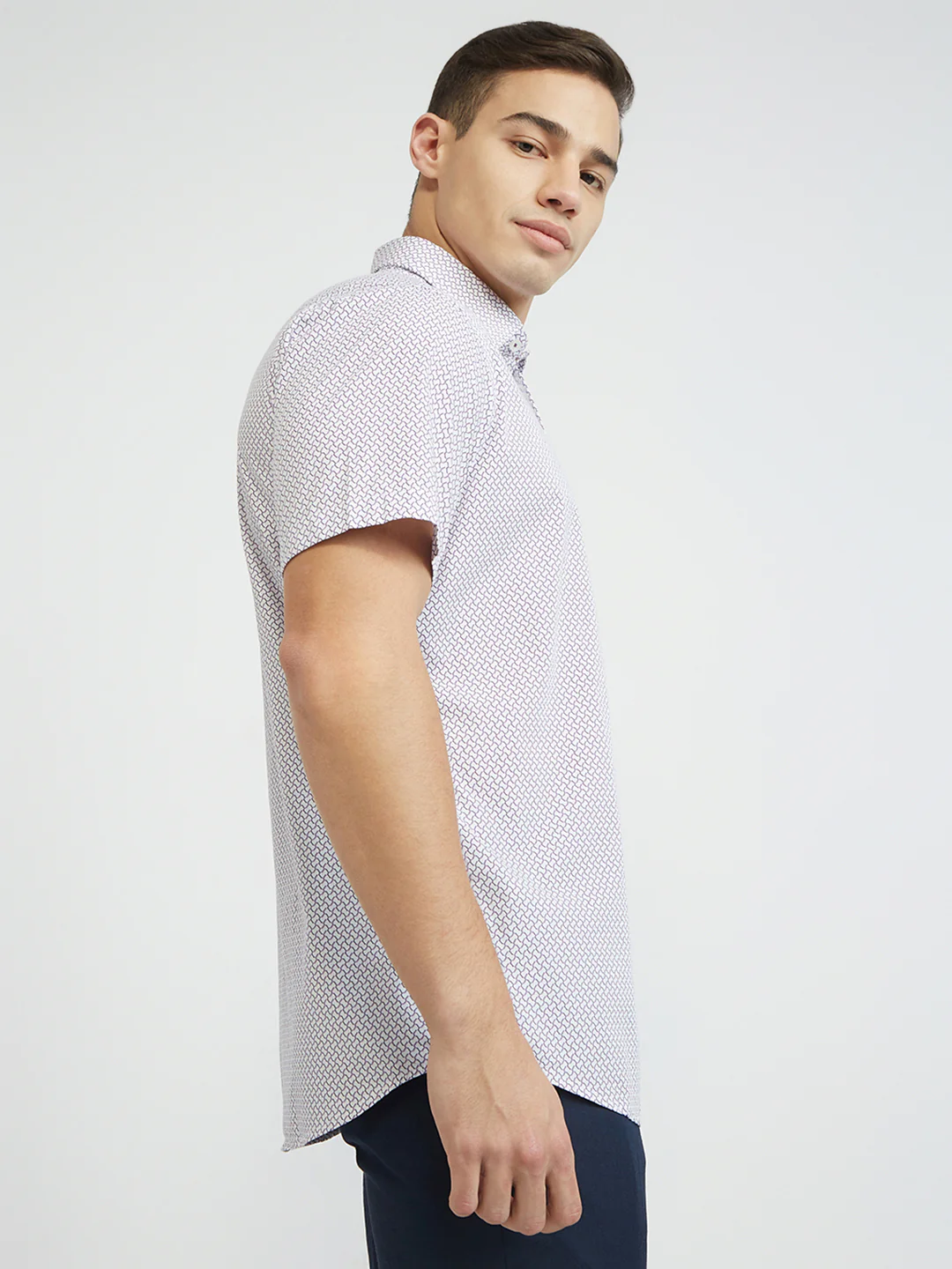 ColorPlus Men Purple Print Regular Fit Cotton Shirt - Image 2