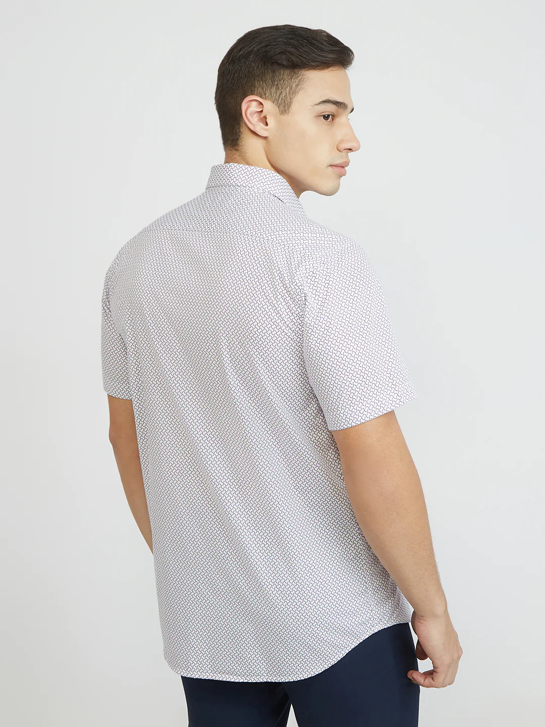 ColorPlus Men Purple Print Regular Fit Cotton Shirt - Image 4