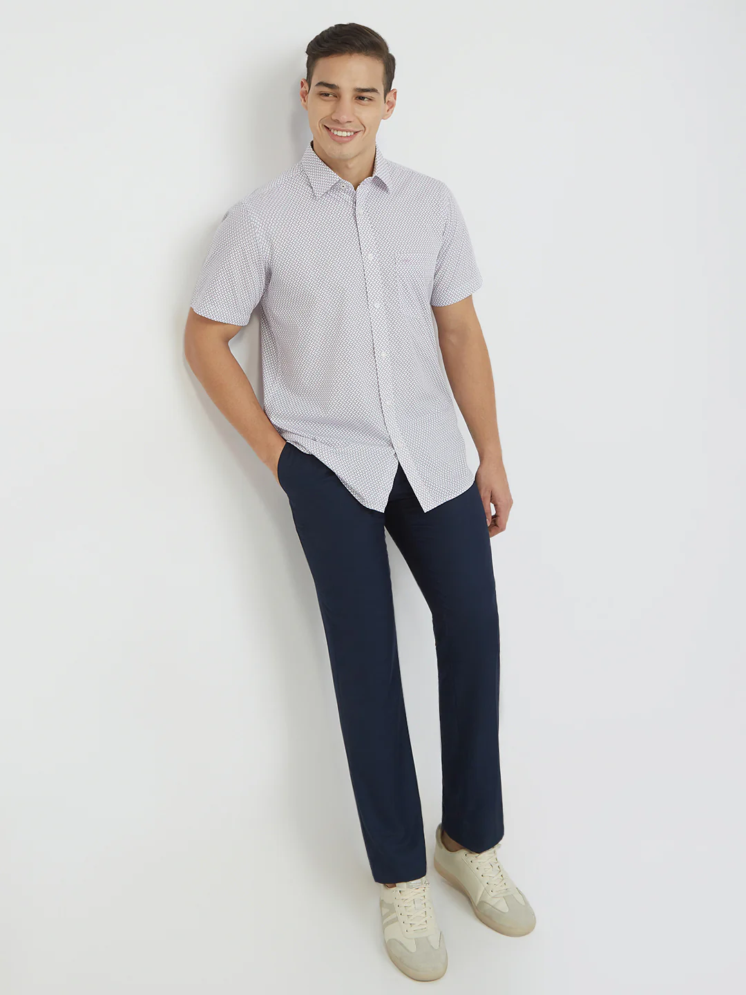 ColorPlus Men Purple Print Regular Fit Cotton Shirt - Image 5