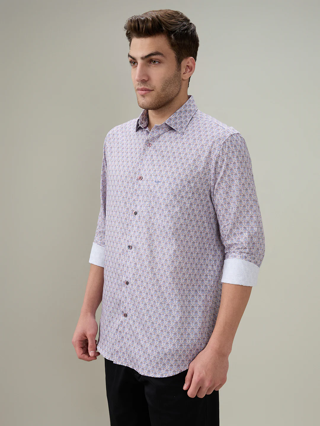 Colorplus Men Purple Printed Regular Fit Cotton Full Sleeve Casual Shirt - Image 2