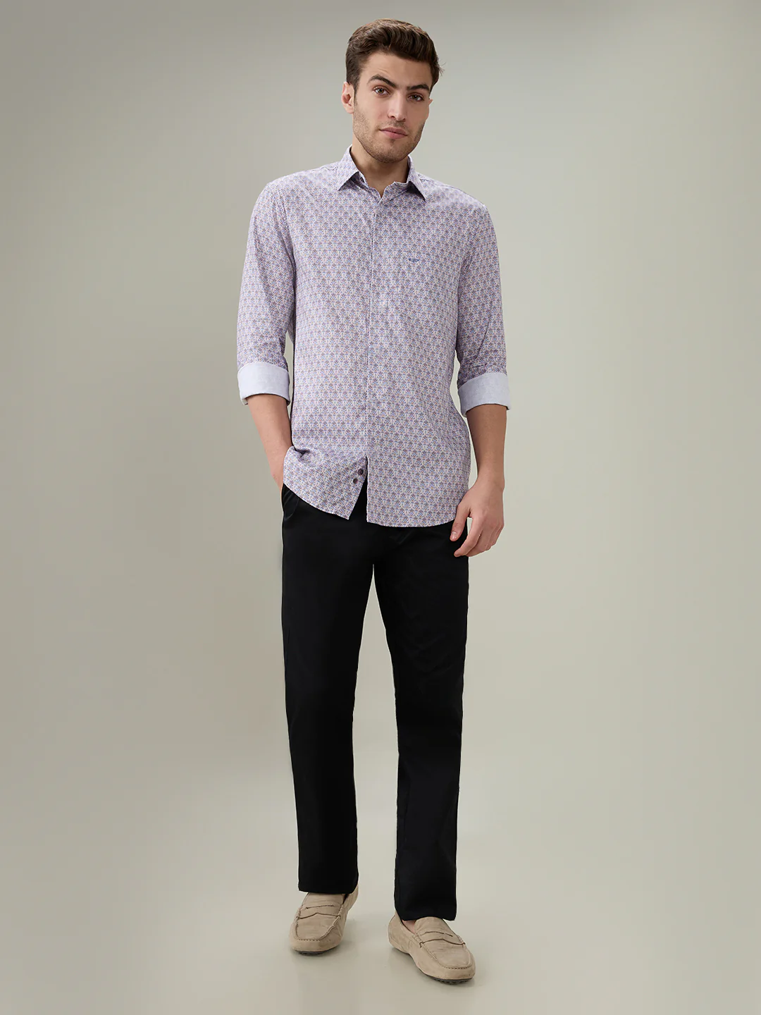 Colorplus Men Purple Printed Regular Fit Cotton Full Sleeve Casual Shirt - Image 5