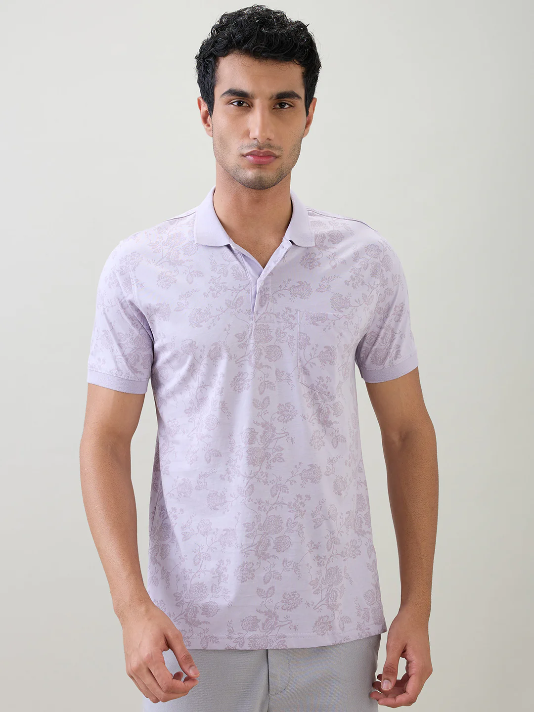 Colorplus Men Purple Printed Regular Fit Cotton Half Sleeve T-Shirt