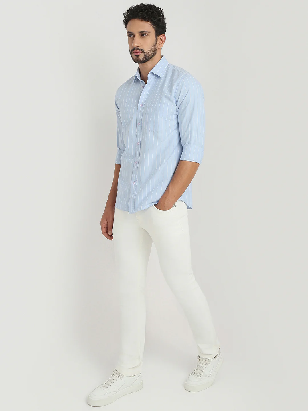 Colorplus Men Purple Stripe Regular Fit Cotton Casual Shirt - Image 5