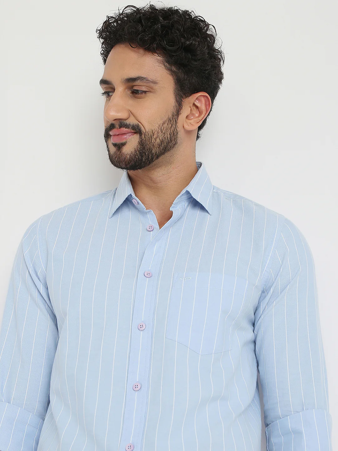 Colorplus Men Purple Stripe Regular Fit Cotton Casual Shirt - Image 6
