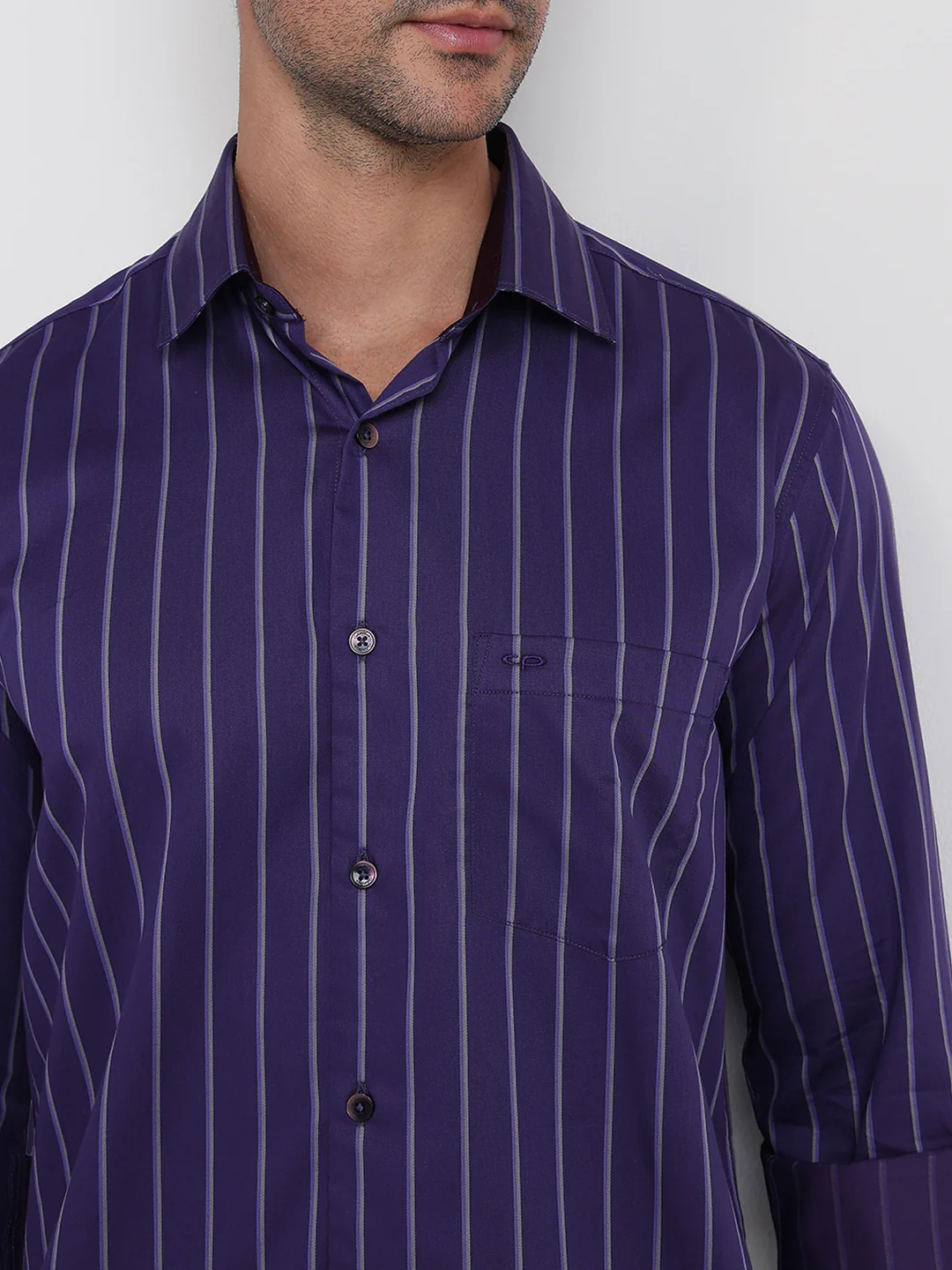 Colorplus Men Purple Stripe Regular Fit Cotton Full Sleeve Casual Shirt - Image 6