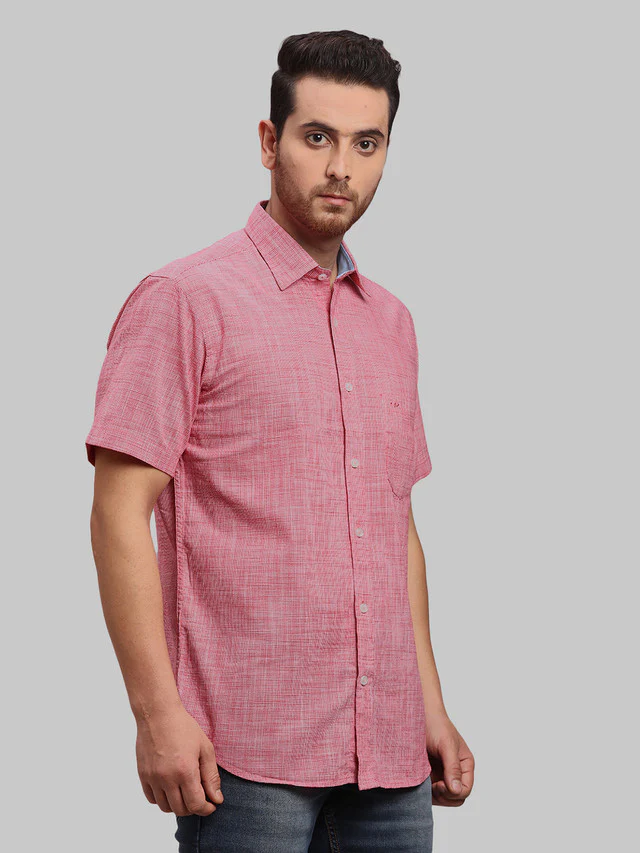 Colorplus Men Red Checkered Tailored Fit Half Sleeve Spread Collar Shirt - Image 2