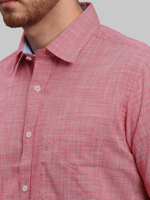 Colorplus Men Red Checkered Tailored Fit Half Sleeve Spread Collar Shirt - Image 6