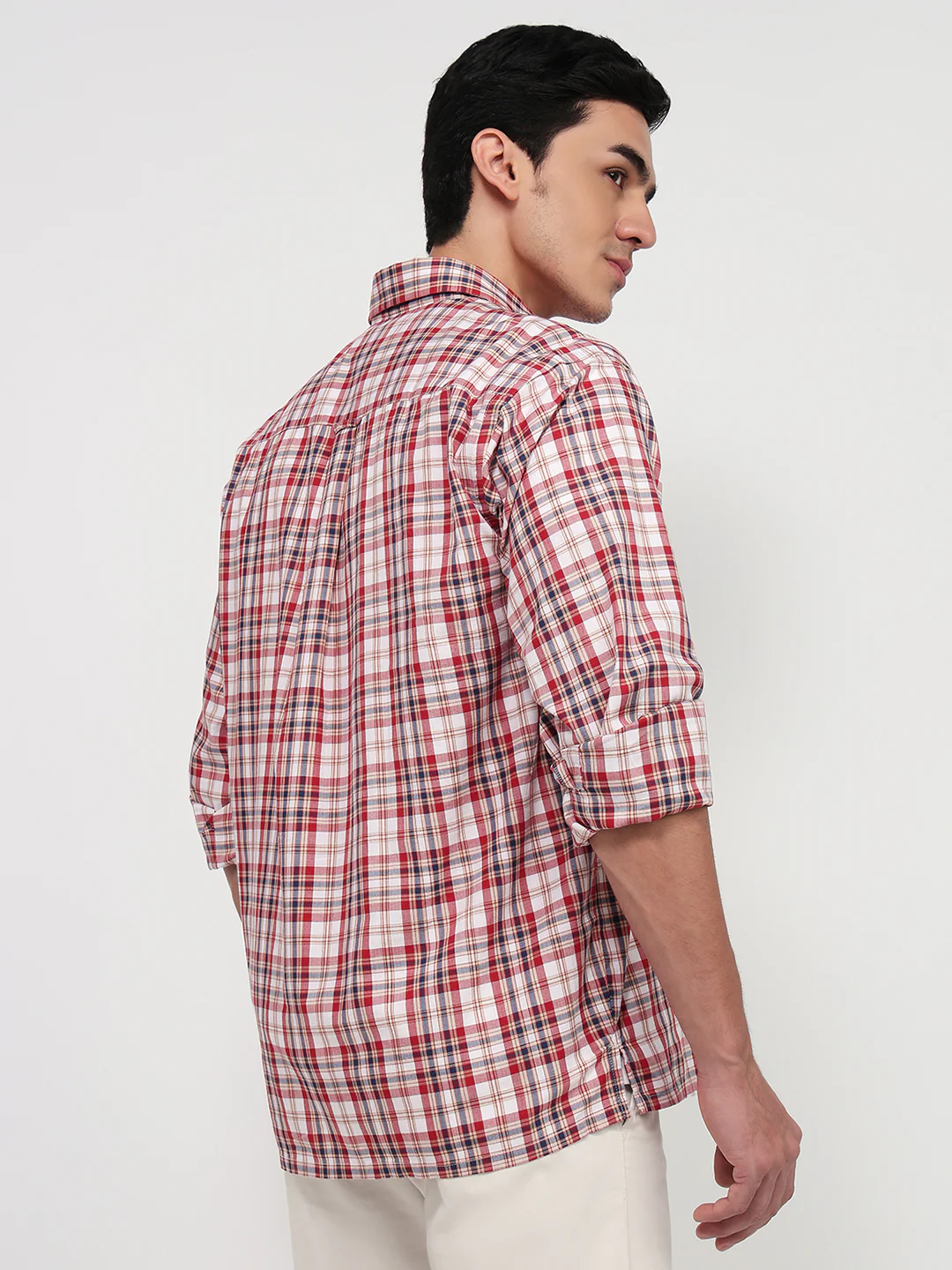 Colorplus Men Red Checks Comfort Fit Cotton Casual Shirt - Image 5