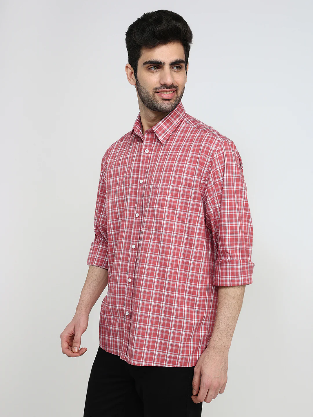 Colorplus Men Red Checks Comfort Fit Cotton Full Sleeve Casual Shirt - Image 2