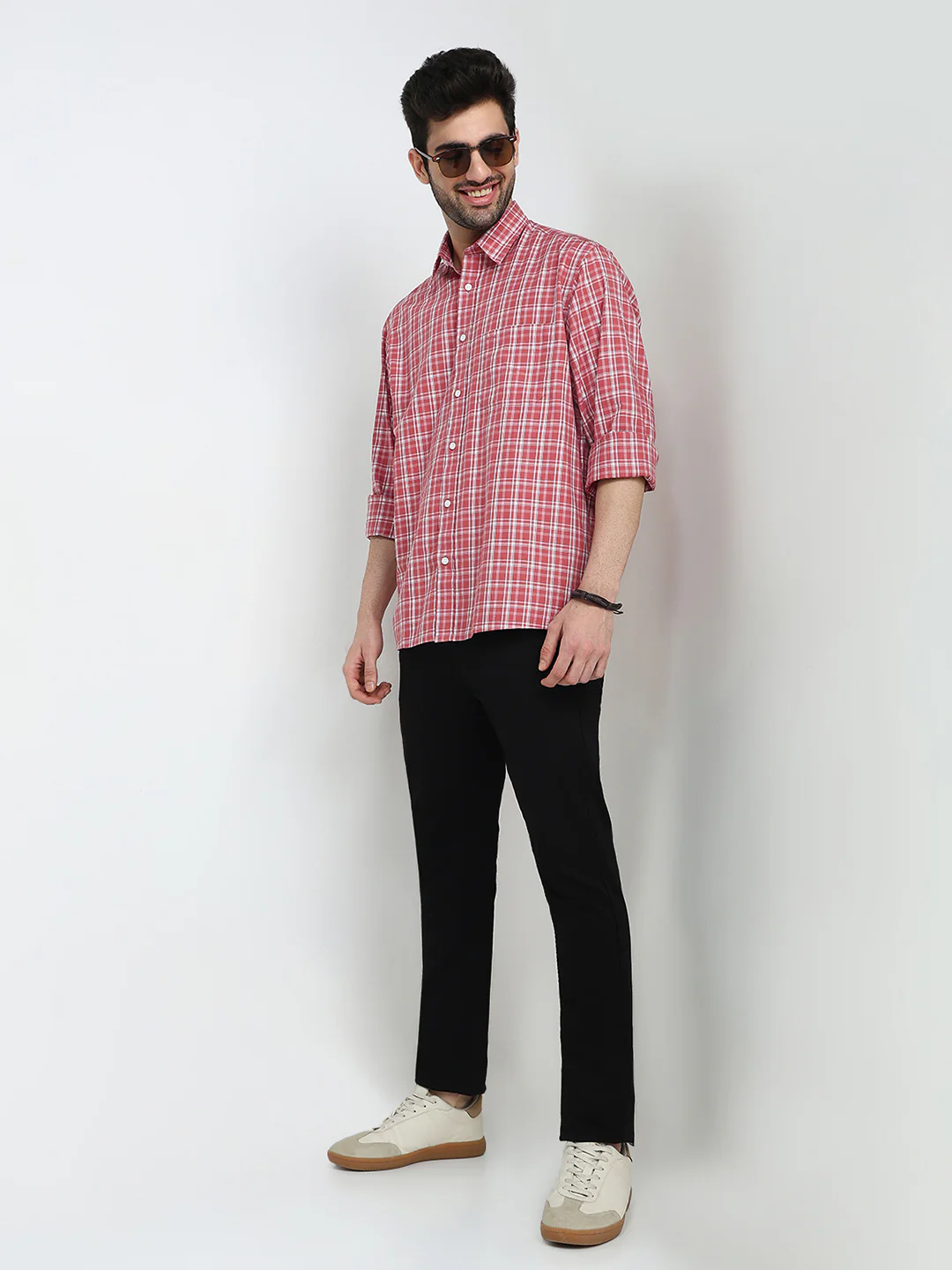 Colorplus Men Red Checks Comfort Fit Cotton Full Sleeve Casual Shirt - Image 5