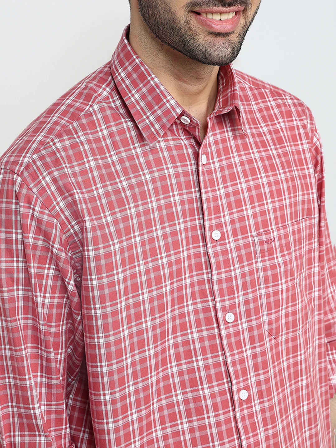 Colorplus Men Red Checks Comfort Fit Cotton Full Sleeve Casual Shirt - Image 6