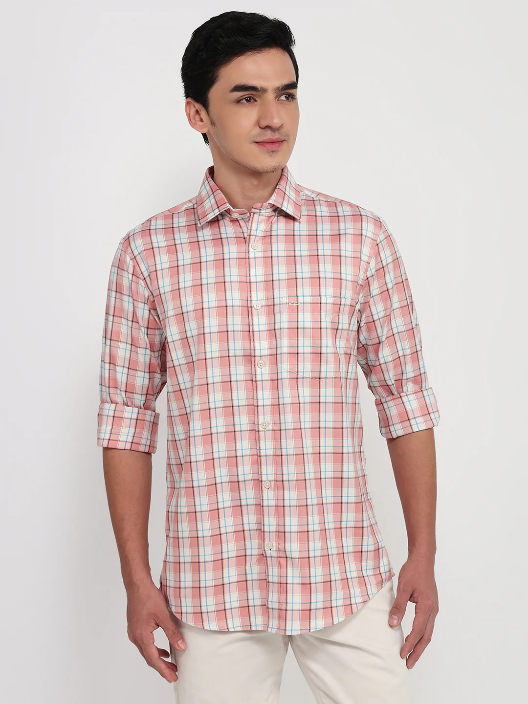Colorplus Men Red Checks Regular Fit Cotton Casual Shirt