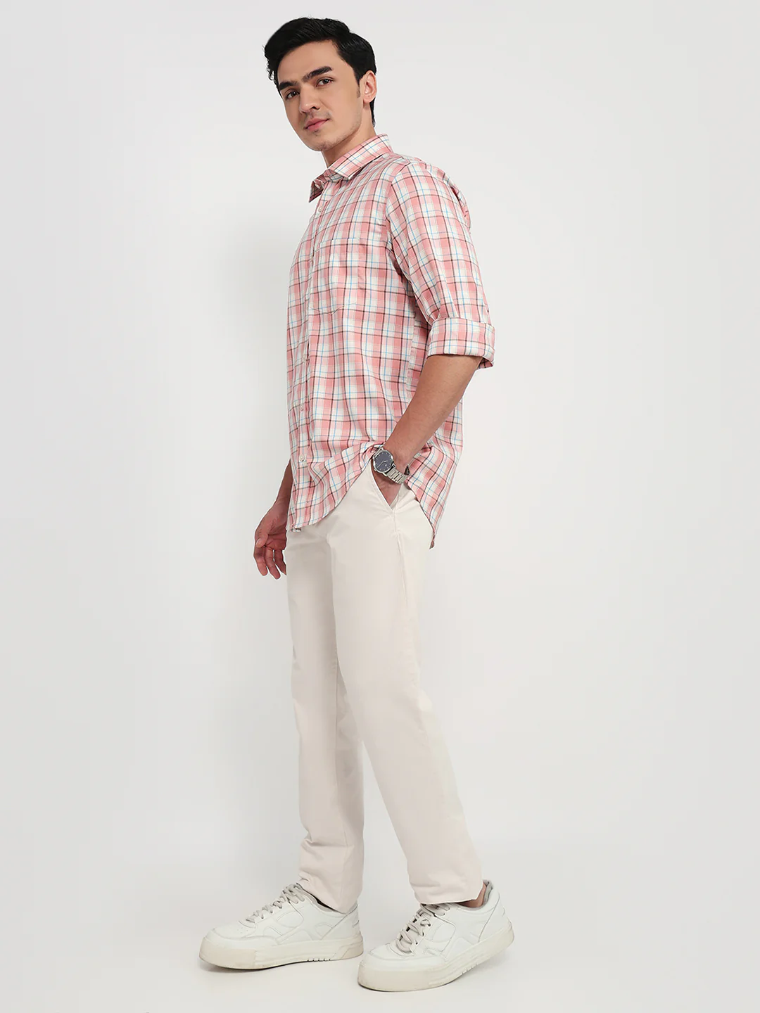 Colorplus Men Red Checks Regular Fit Cotton Casual Shirt - Image 5