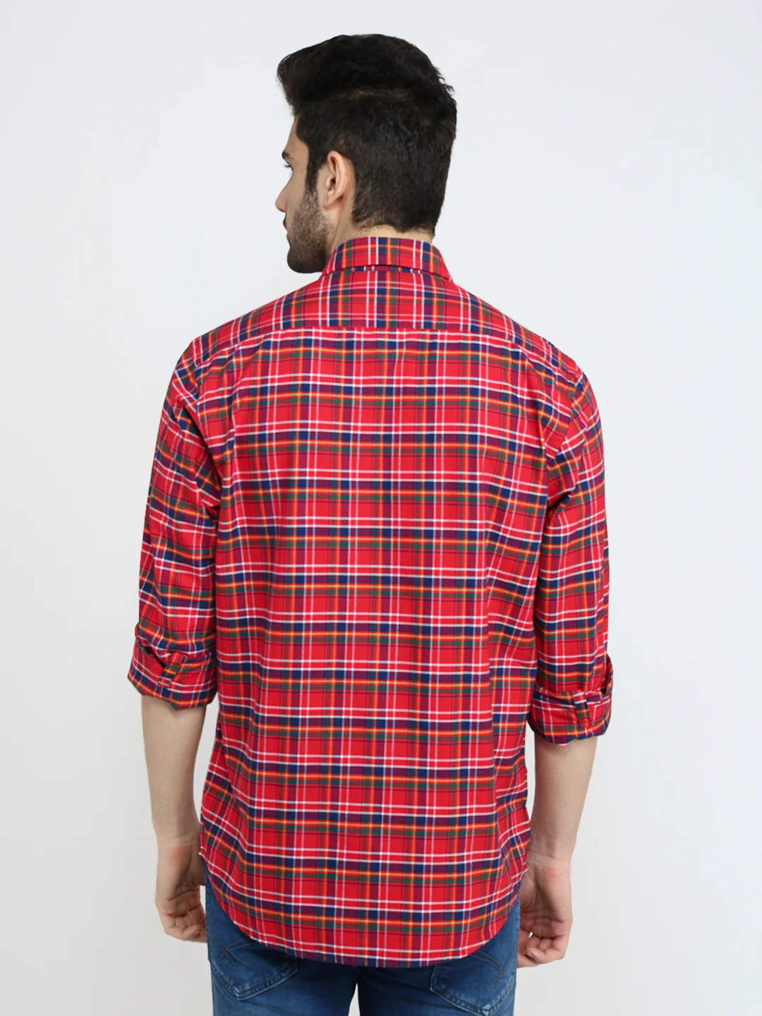 Colorplus Men Red Checks Regular Fit Cotton Full Sleeve Casual Shirt - Image 4