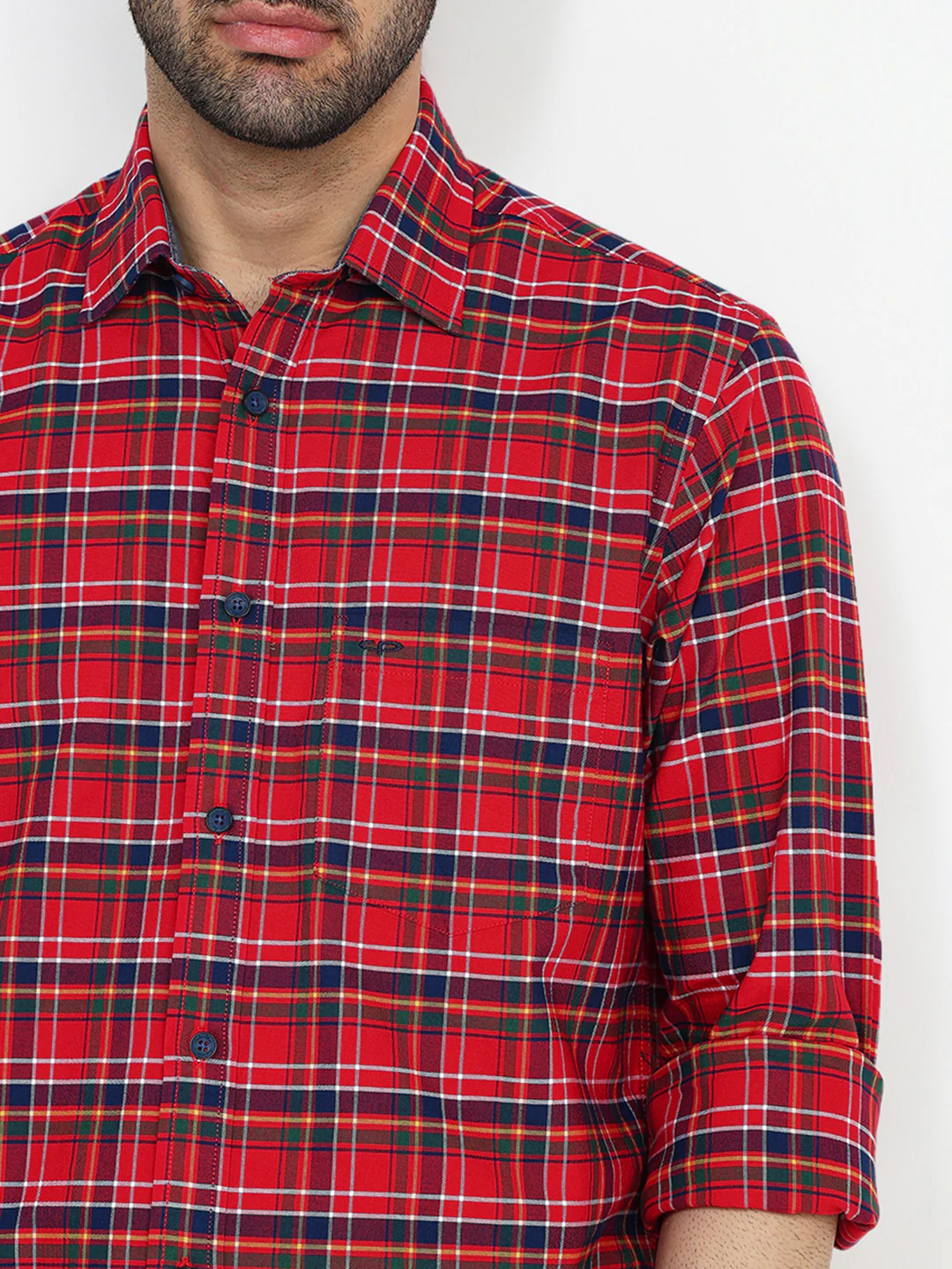 Colorplus Men Red Checks Regular Fit Cotton Full Sleeve Casual Shirt - Image 6
