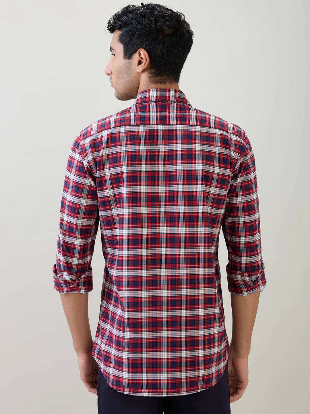 Colorplus Men Red Checks Regular Fit Cotton Full Sleeve Casual Shirt - Image 4