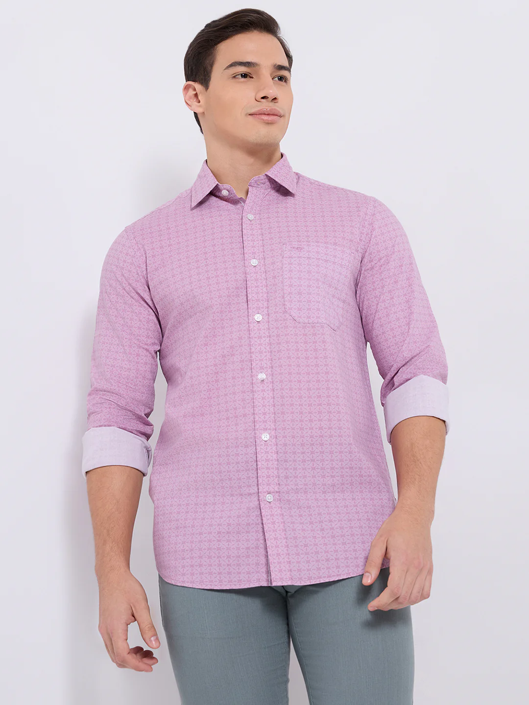 Colorplus Men Red Print Regular Fit Cotton Blend Casual Shirt