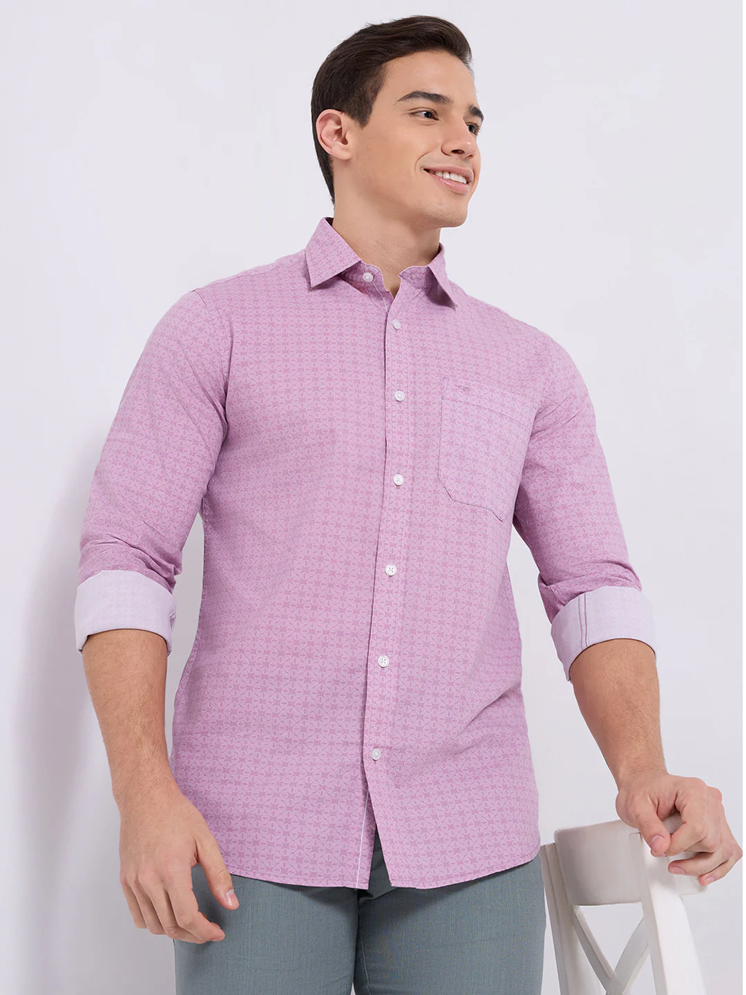 Colorplus Men Red Print Regular Fit Cotton Blend Casual Shirt - Image 6